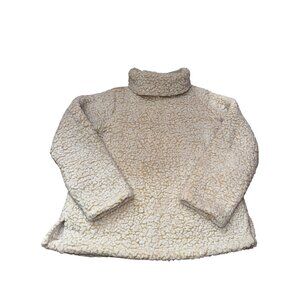 Sherpa Fleece Large‎ Cream Turtleneck Teddy Bear  Sweater Soft Vibes Warm Y2K